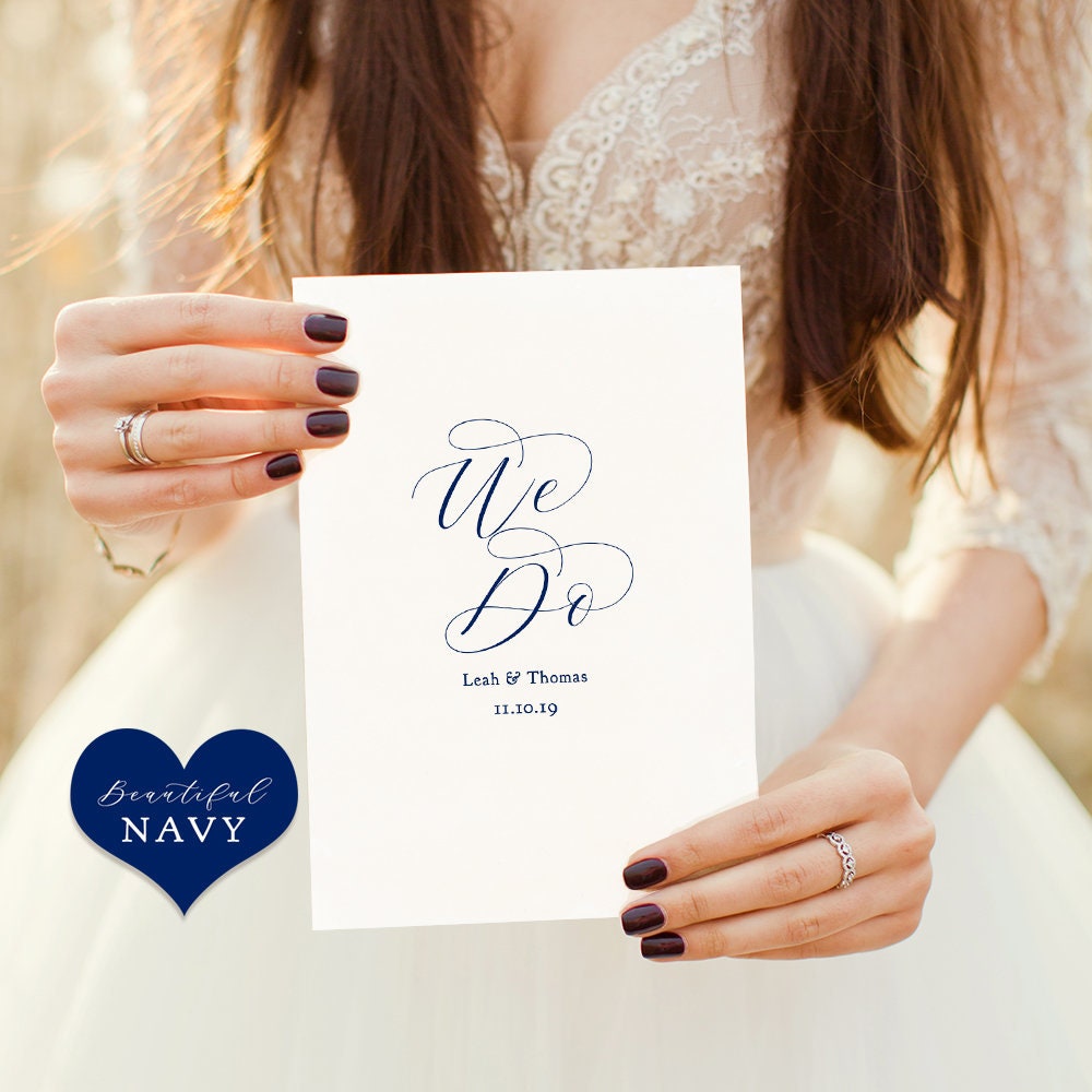 Navy Wedding Program Template Folded Order Of Service Printable