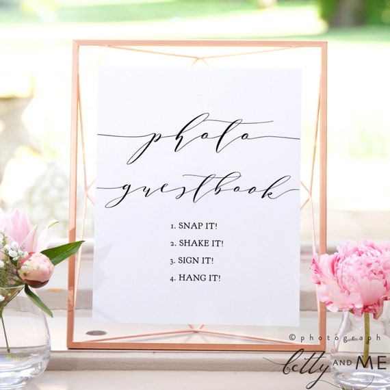 Photo Guestbook Sign, Snap it Shake it Sign it Hang it Printable Sign, 8x10" "Wedding" Download and Print!
