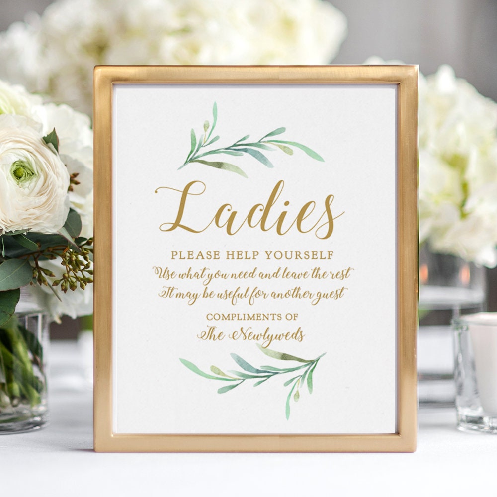 Bathroom Basket Sign, Printable Wedding Basket Sign Ladies