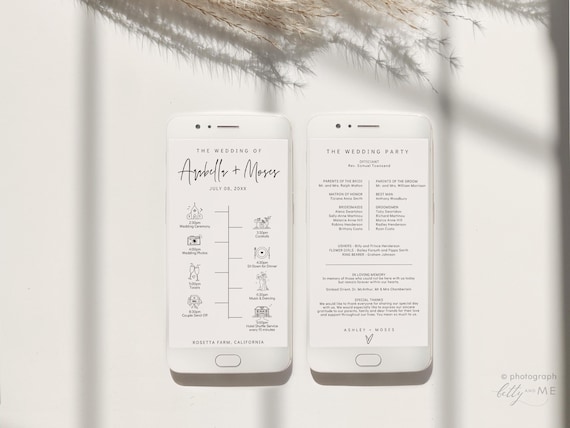 Timeline Wedding Program, Canva Electronic Timeline Template, Print and Send, Electronic Wedding Program, Canva Templates | 88