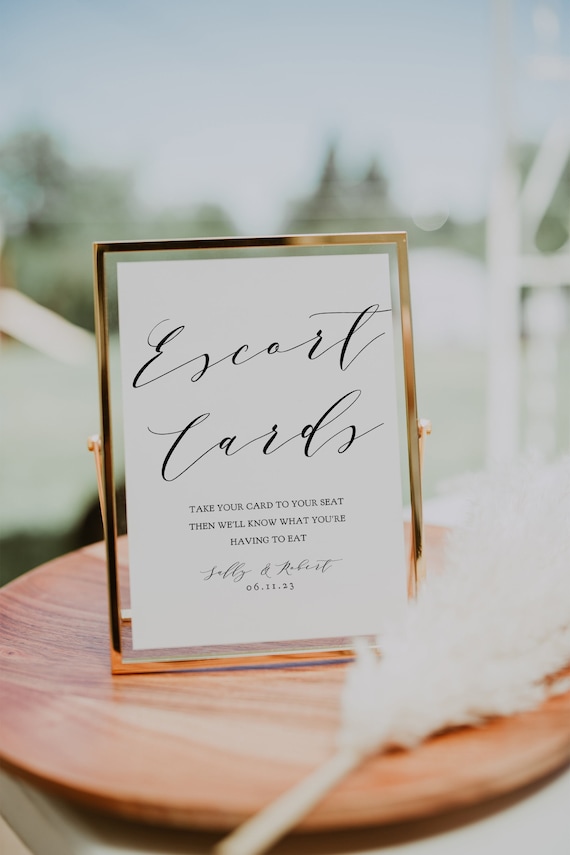 Escort Card Sign Printable Guest Escort Cards Sign, Please find your name, 4x6", 5x7" and 8x10", "Wedding", Corjl Template, FREE Demo
