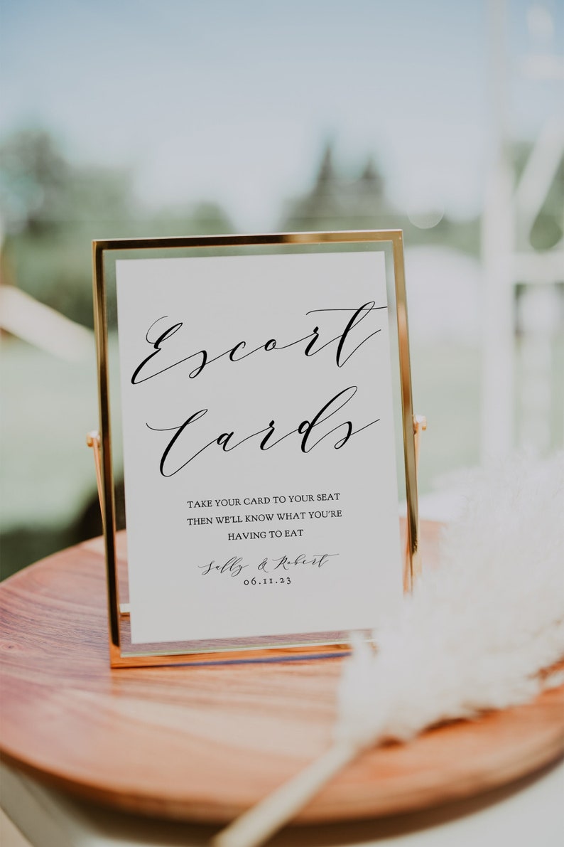 Escort Card Sign Printable Guest Escort Cards Sign, Please find your name, 4x6, 5x7 and 8x10, Wedding, Corjl Template, FREE Demo image 1