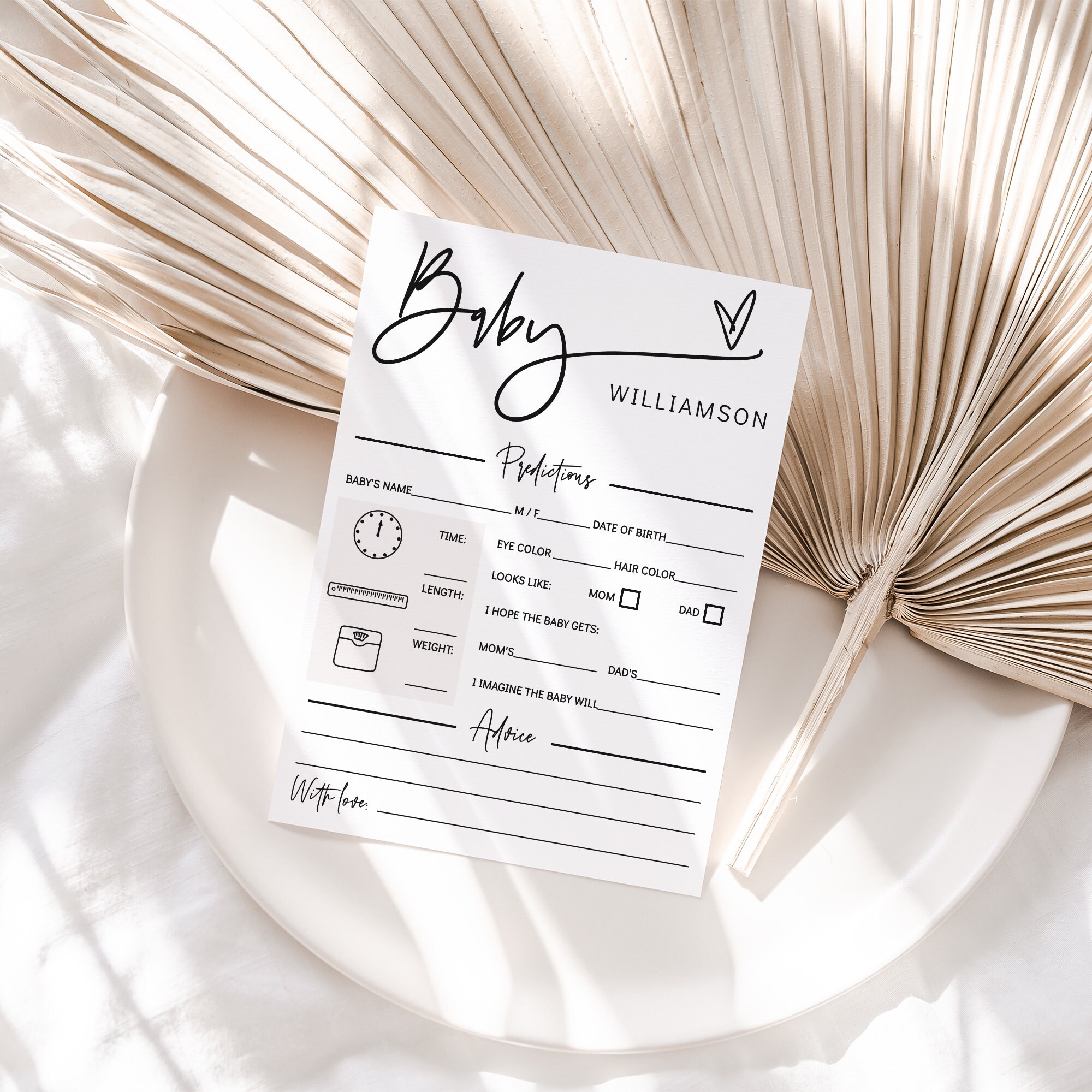 Baby Predictions and Advice Card Printable Baby Shower Card - Etsy