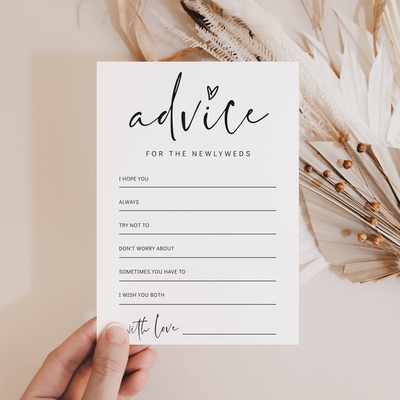 Advice for the Bride and Groom Card Printable Advice Cards - Etsy