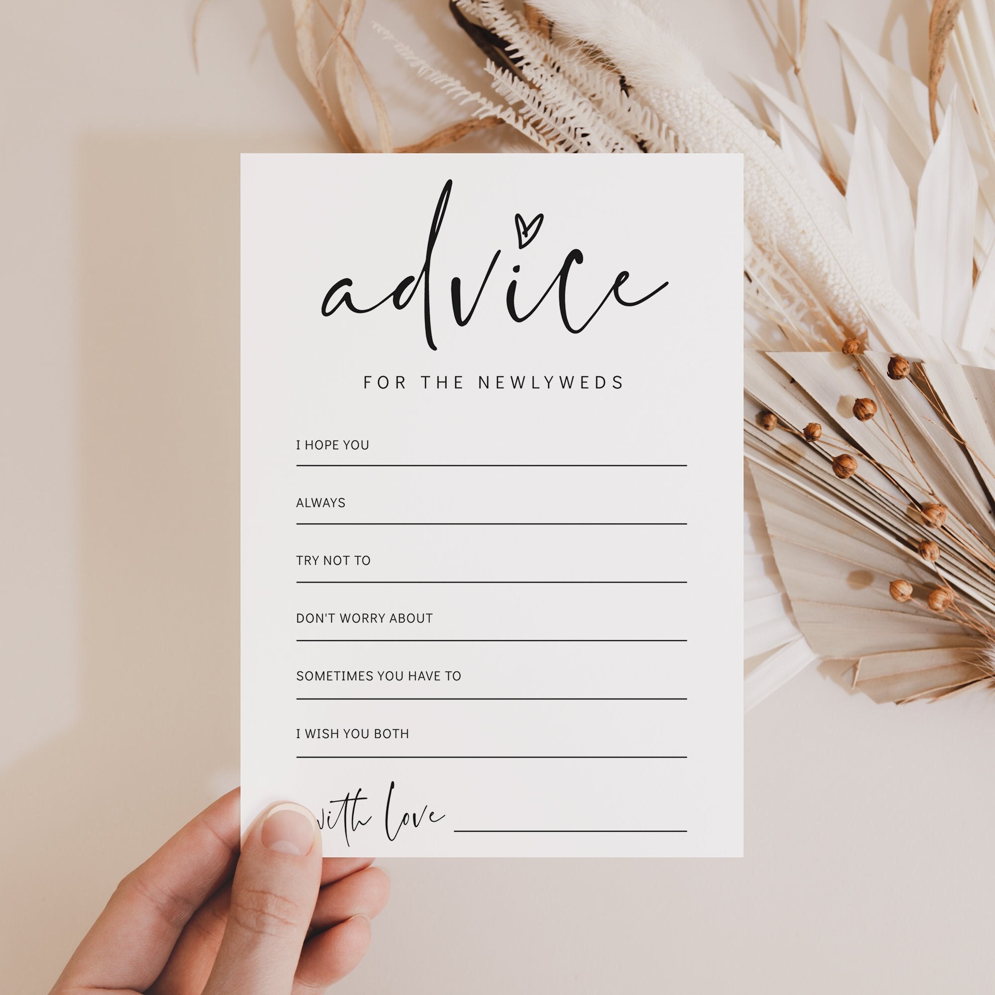 Wedding Advice Cards Template Free