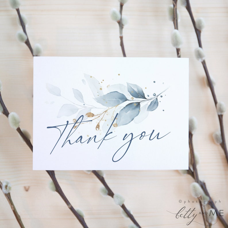 Dusty Blue Thank You Cards, Printable Thank You Cards, Dusty Blue Wedding, Thank You Cards, Corjl Template, FREE Demo 80 Dusty Blue image 7