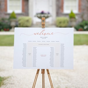 LucyRose - U Shape Table Seating Plan, Wedding Banquet Printable Template, DIY Wedding, Rose Gold EFFECT, 10 Sizes, Canva Templates