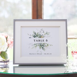 Leaf & Gold Table Numbers 7 Sizes, Printable Wedding Numbers, Table Number Cards, 2x3 to A5 Sizes, Corjl Templates, FREE Demo image 3