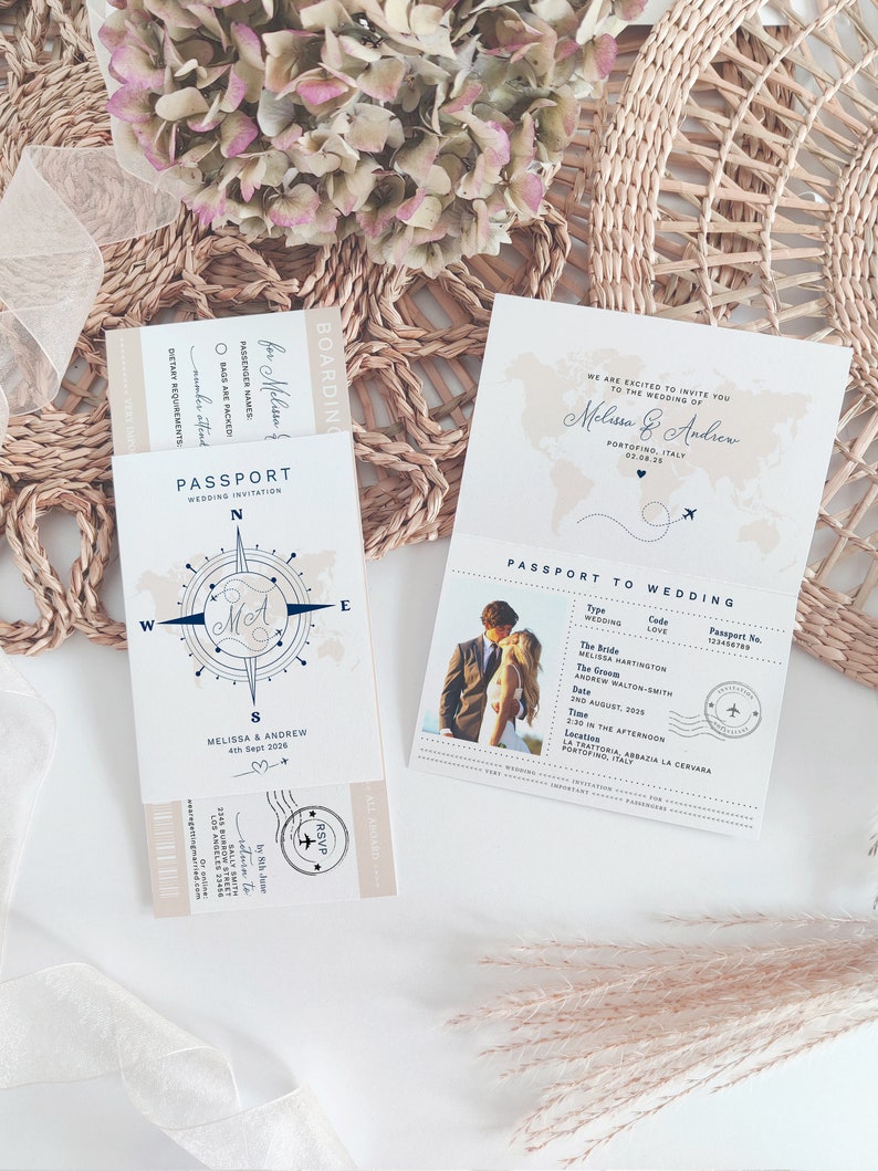 Flight Invitation Set, Boarding Pass Wedding Invitation Suite, RSVP Boarding, Destination Wedding Template, Corjl Templates, FREE Demo 83 image 6