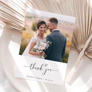Biglietti di ringraziamento per foto di matrimonio, modelli di biglietti di ringraziamento stampabili, biglietti di ringraziamento per matrimonio, fronte-retro, modelli Canva / 68