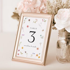Wildflower Table Numbers, Printable Numbers Template, Floral Numbers, Wedding Table Numbers, Canva Template | 94