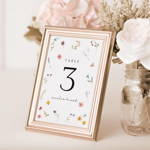Wildflower Table Numbers, Printable Numbers Template, Floral Numbers, Wedding Table Numbers, Canva Template | 94