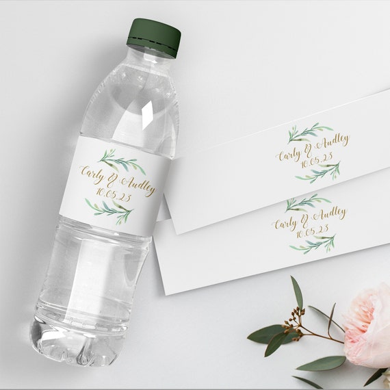 Water Bottle Label, DIY Printable Wedding Water Bottle Labels, 2", Greenery Printable Bottle Label template, Corjl Template, FREE Demo