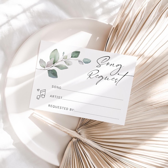 Song Request Cards, Printable Templates, Cards for Song Requests, DJ Cards, Wedding Reception Cards, Canva Templates | 80G