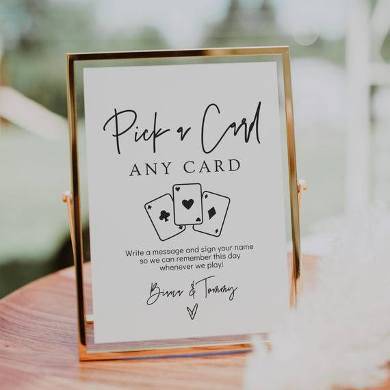 Pick a Card Any Card Guest Book Sign, Alternative Guest Book, Please Sign Our Guestbook, Canva Templates | 88
