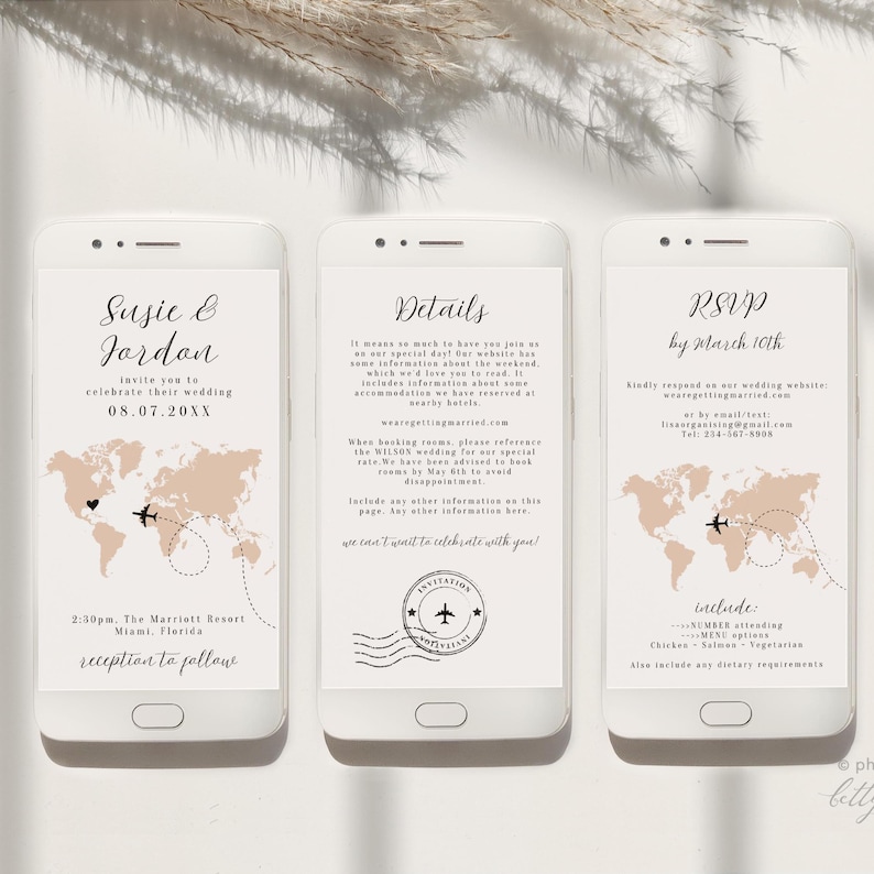 Destination Wedding Phone Invitation