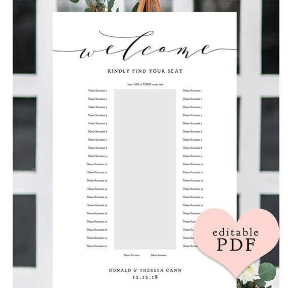 Banquet Seating Chart Template