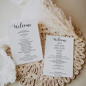 Double Sided Wedding Program Template, Half Page Printable Order of ...