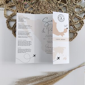 Destination - Mexico Wedding Invitations, Folded Gatefold Invitation Templates, Destination Wedding Invitations, Canva Templates image 5