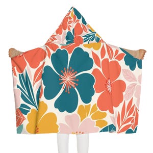 Floral Youth Hooded Towel for Kids, Beach Days, Bathtime Fun, Pool Parties, Gift for Little Ones, Summer Essentials
