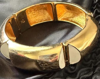 RLL Ralph Lauren Gold Plate & White Enamel Link Bracelet