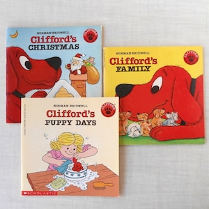 Vintage Clifford the Big Red Dog Book Set: Puppy Days, Family, Christmas