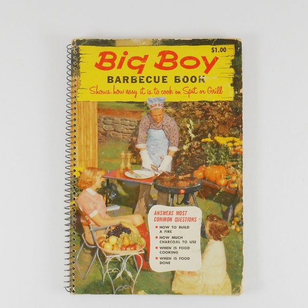 Barbecue Cookbook, Big Boy BBQ Book, Spiral Bound, Vintage Cookbook, Outdoor Cooking, Spit Cooking, Grill Smoking, Mid Century Cookbook