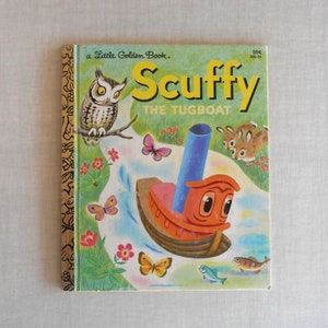 A Little Golden Book, Scuffy The Tugboat, 1980s Golden Book, Boat Storybook, Kids Vintage Book, Tibor Gergely, Gertrude Crampton, Preschool