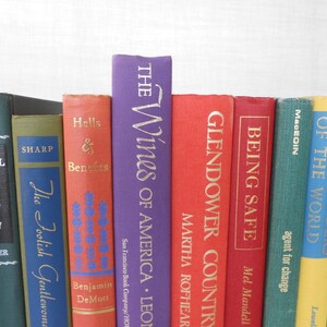May include: A collection of ten vintage hardcover books with colorful spines. The titles include "The Wines of America", "Glendower Country", "Being Safe", "Of the World", "My Fair Ladies", "The Foolish Gentlewoman", "Hells & Benefits", "The Foolish Gentlewoman", "Sharp", and "Biblical Faith and Social Ethics".