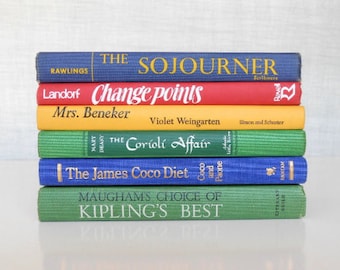 Vintage Colored Book Set: Decorative Bookshelf Decor, 1950s-1980s