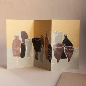 Tarjeta de arte - Tarjeta de concertina - Tarjeta de felicitación - Naturaleza muerta - Tarjeta de cumpleaños - Nuevo hogar - Tarjeta de boda