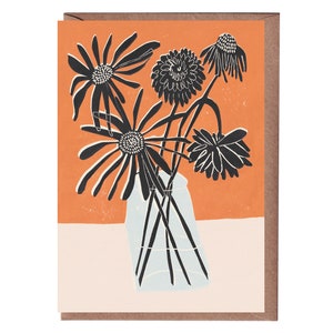 Flores de Outono - Cartão de Arte - Cartão de Saudações - Natureza Morta - Cartão de Aniversário - Planta - Jarro de Água - Flores