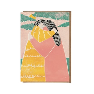 Warm Hugs - Umarmungskarte - Handgedruckte Karte - Kunstkarte - Grußkarte - Umarmungen - Liebeskarte - Liebe - Sympathie - Freundschaft - Trauer - Valentinstag