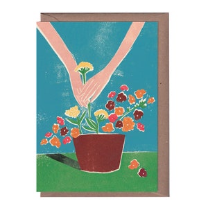Cartão de flores de jardim - Cartão de arte - Natureza morta - Cartão de aniversário - Flores - Cartão de flores