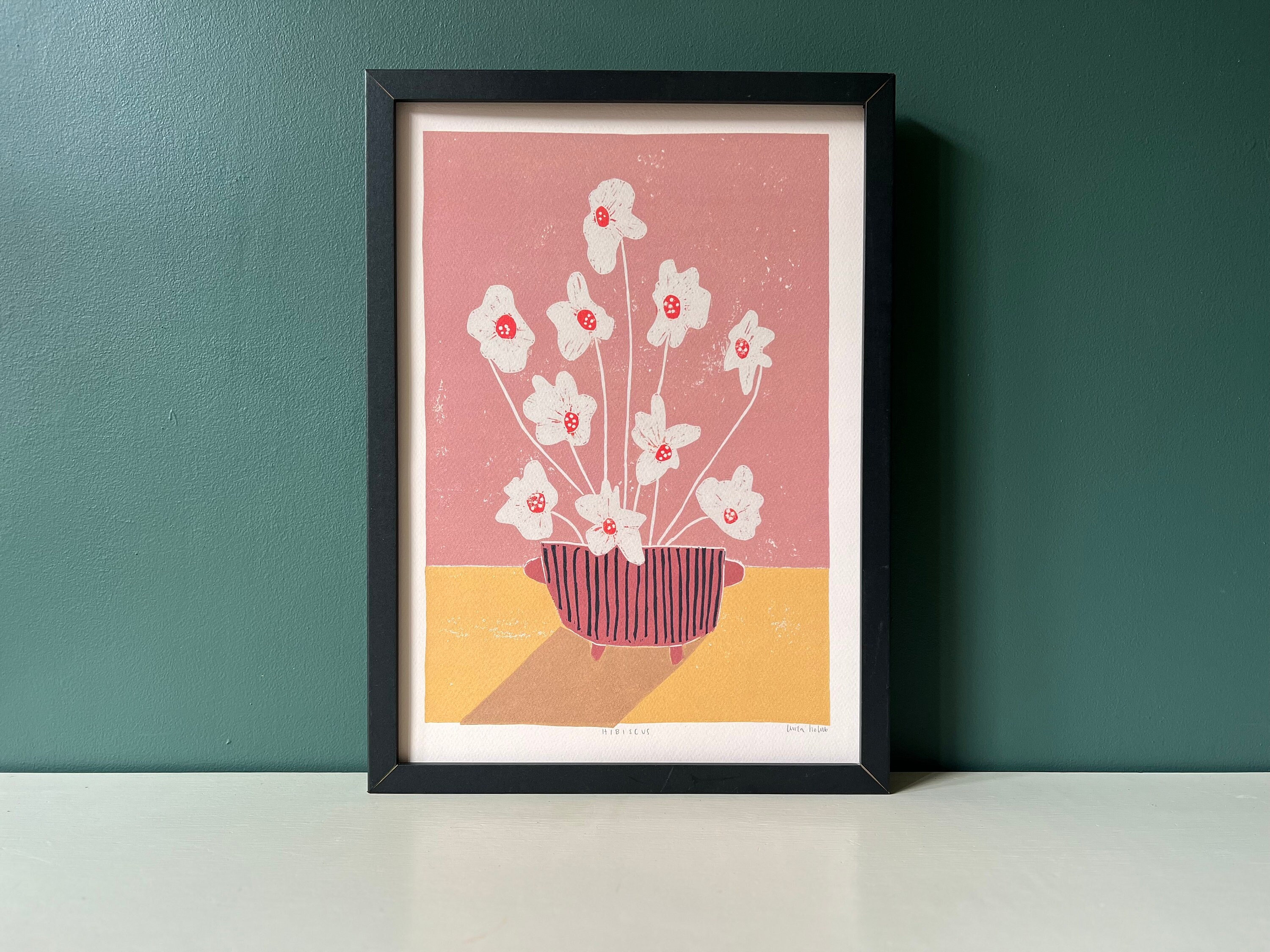 Hibiscus Flowers Modern Still Life Wall Art Print A3 - Etsy