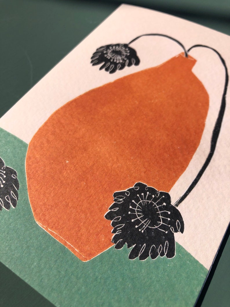 Big Orange Art Card Greeting Card Still Life Birthday Card Plant Flower Card Flowers Floral Wonky zdjęcie 2