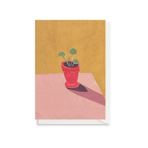 Bébé Pilea - carte d'art - carte de voeux - nature morte - carte d'anniversaire - plante d'intérieur - plante -