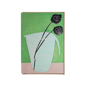 Jarro de vidro - Cartão de arte - Cartão de felicitações - Natureza morta - Cartão de aniversário - Flores - Vaso - Floral