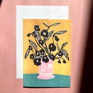Stillleben in Gelb - Kunstkarte - Grußkarte - Stillleben - Geburtstagskarte - Pflanze - Zimmerpflanzenkarte - Blumen - Floral