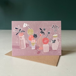 Naturaleza muerta con cítricos - Tarjeta de felicitación - Tarjeta artística - Naturaleza muerta - Tarjeta de cumpleaños - Tarjeta de frutas - Tarjeta de inauguración - Tarjeta de flores