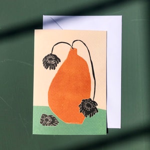 Big Orange Art Card Greeting Card Still Life Birthday Card Plant Flower Card Flowers Floral Wonky image 1