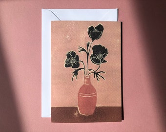 Pink Poppies - Art Card - Greeting Card - Still Life - Birthday Card - Plant - House Plant Card - Flowers - Floral