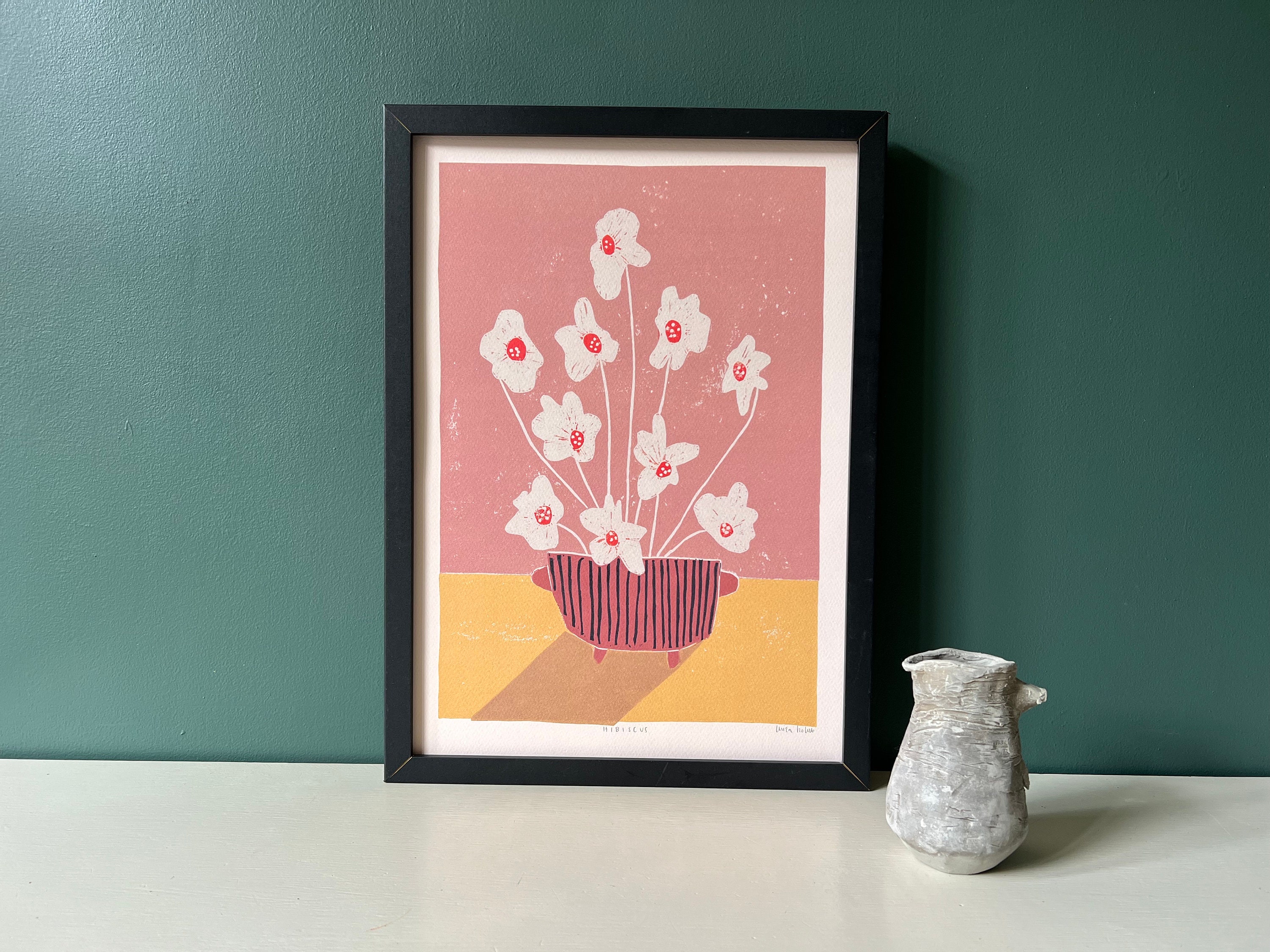 Hibiscus Flowers Modern Still Life Wall Art Print A3 - Etsy
