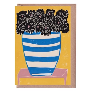 Cartão de felicitações com buquê de flores - Cartão de arte - Natureza morta - Cartão de aniversário - Flores - Cartão de flores