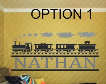 Personalized Train Name Vinyl Wall Decal, Kids Decor