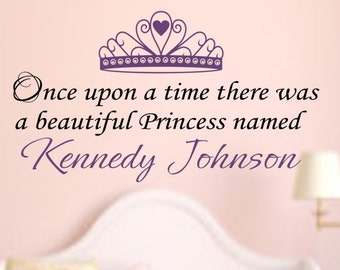 Personalized Princess Name Vinyl Wall Decal, Nursery Decor