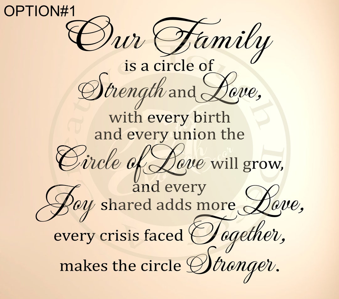 Our Family: A Circle of Strength and Love.3 Vinyl Wall Decal,removable