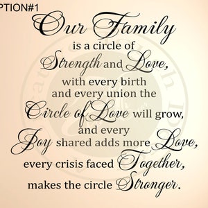 Our Family: A Circle of Strength and Love.3 Vinyl Wall Decal,removable ...