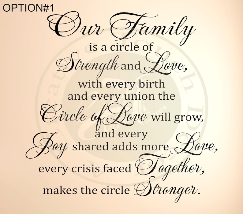 Our Family: A Circle of Strength and Love.3 Vinyl Wall - Etsy