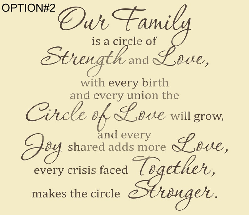 Our Family: A Circle of Strength and Love.3 Vinyl Wall - Etsy